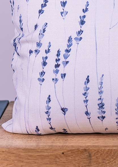 Navy Blue Long Leaf Printed Cushion Cover for Modern Homes