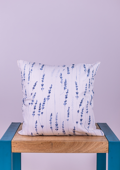 Navy Blue Long Leaf Printed Cushion Cover for Modern Homes