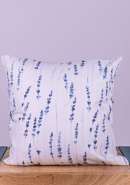 Navy Blue Long Leaf Printed Cushion Cover for Modern Homes