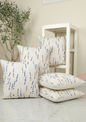 Navy Blue Long Leaf Printed Cushion Cover for Modern Homes