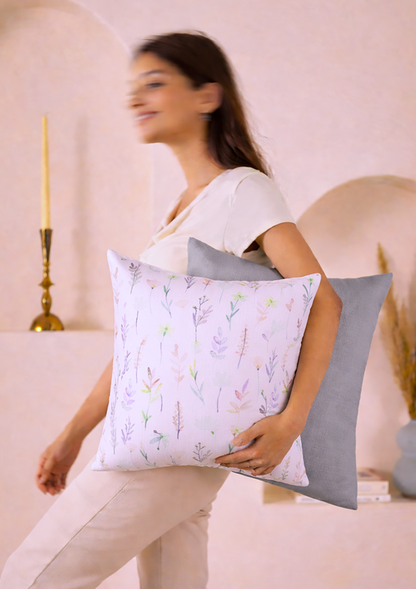 Pastel Multicolour Leaf and Flower Cushion Cover for Sofa and Bed