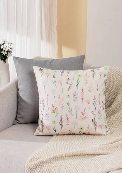 Pastel Multicolour Leaf and Flower Cushion Cover for Sofa and Bed
