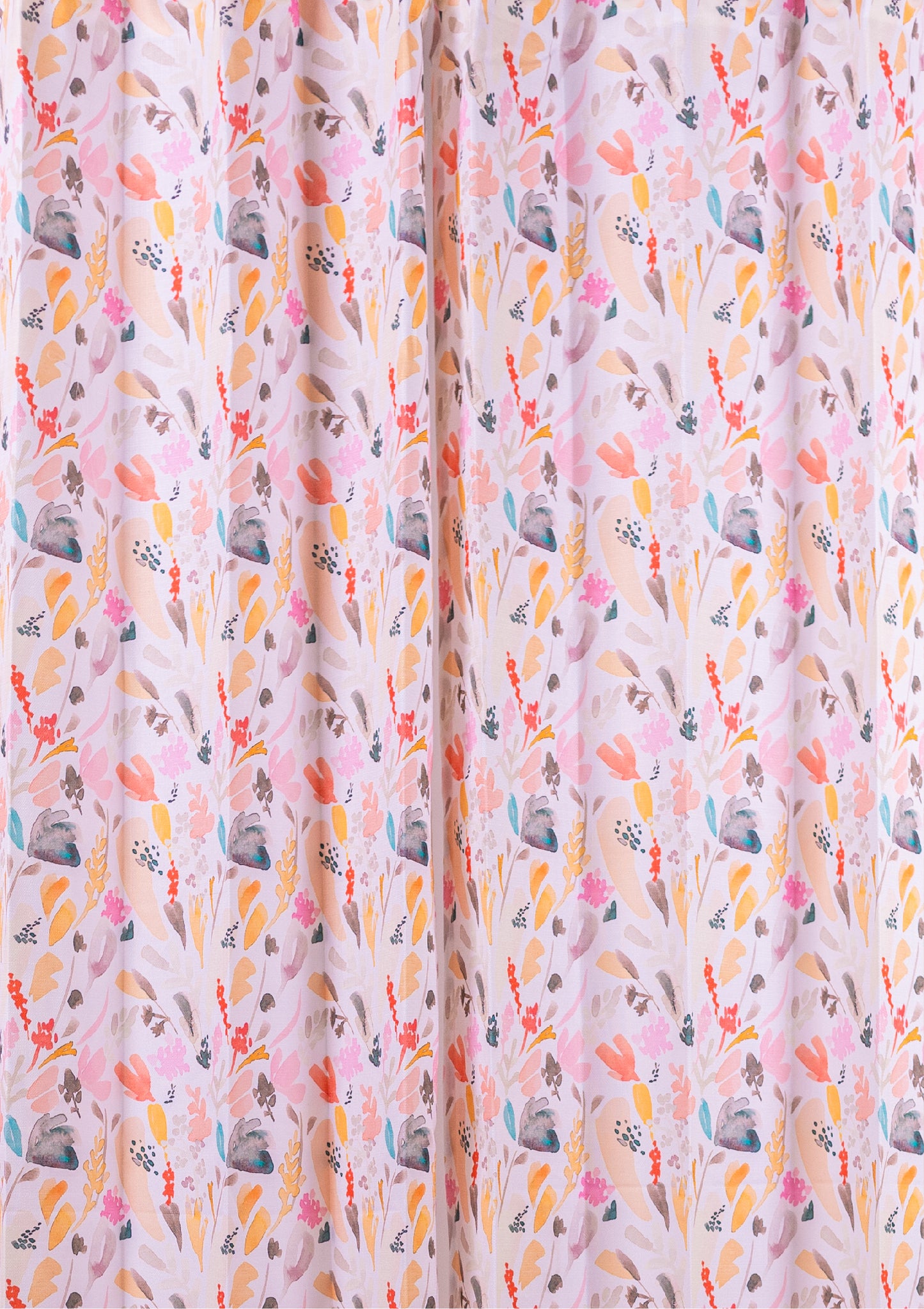 Peach Color Curtain Watercolor Design Leaf Print Curtain for Doors, Curtain for Window Polyester Curtain Fabric