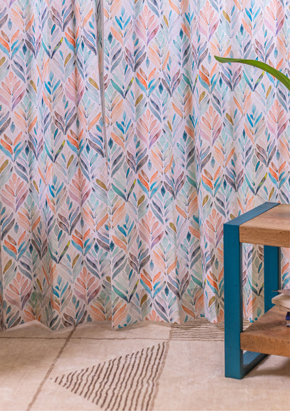 Peach Color Curtain Watercolor Design Petals Print Curtain for Doors, Curtain for Window Polyester Curtain Fabric