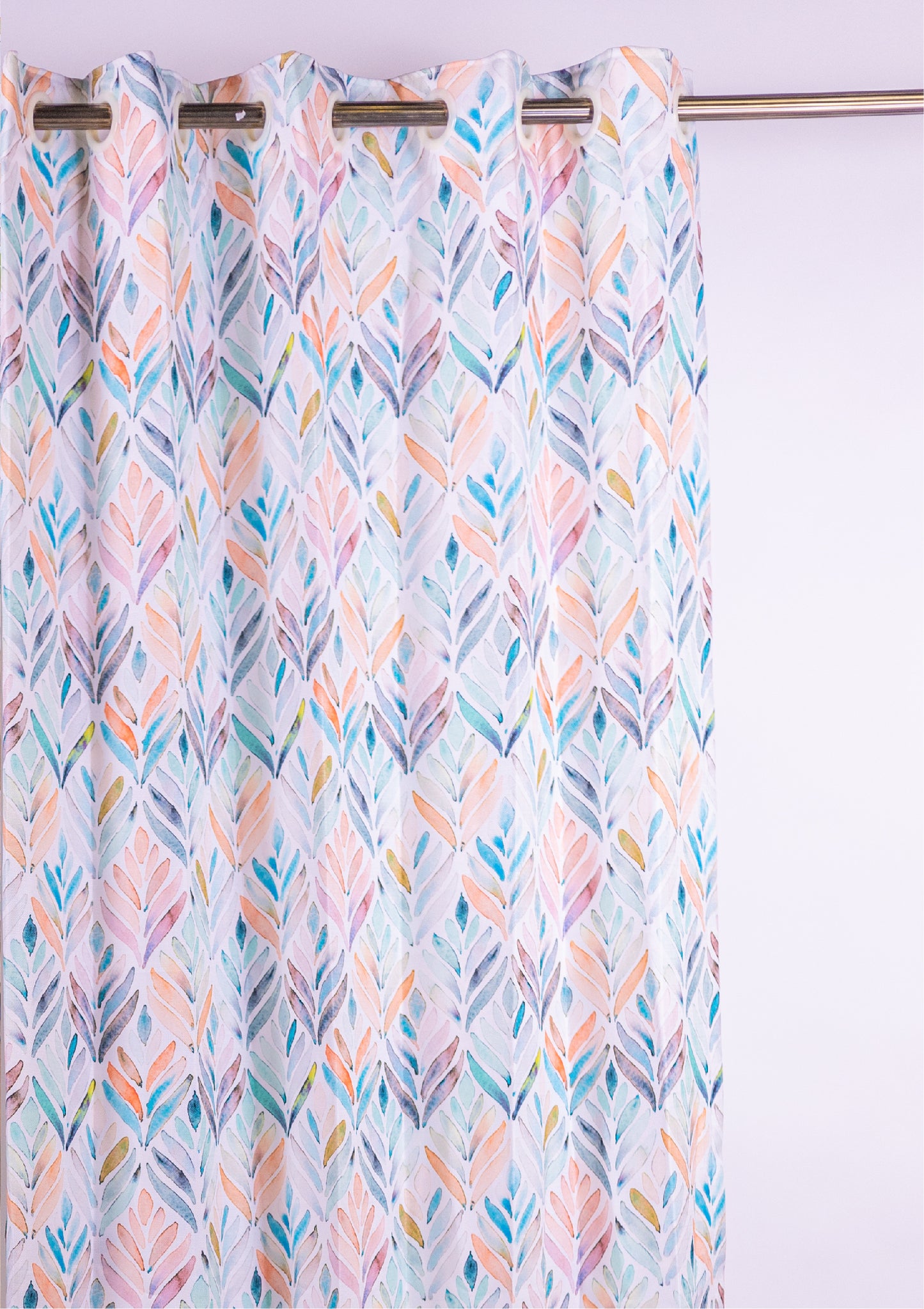Peach Color Curtain Watercolor Design Petals Print Curtain for Doors, Curtain for Window Polyester Curtain Fabric