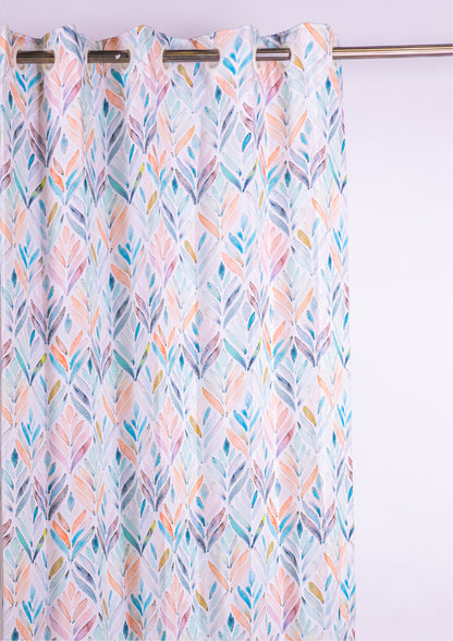 Peach Color Curtain Watercolor Design Petals Print Curtain for Doors, Curtain for Window Polyester Curtain Fabric