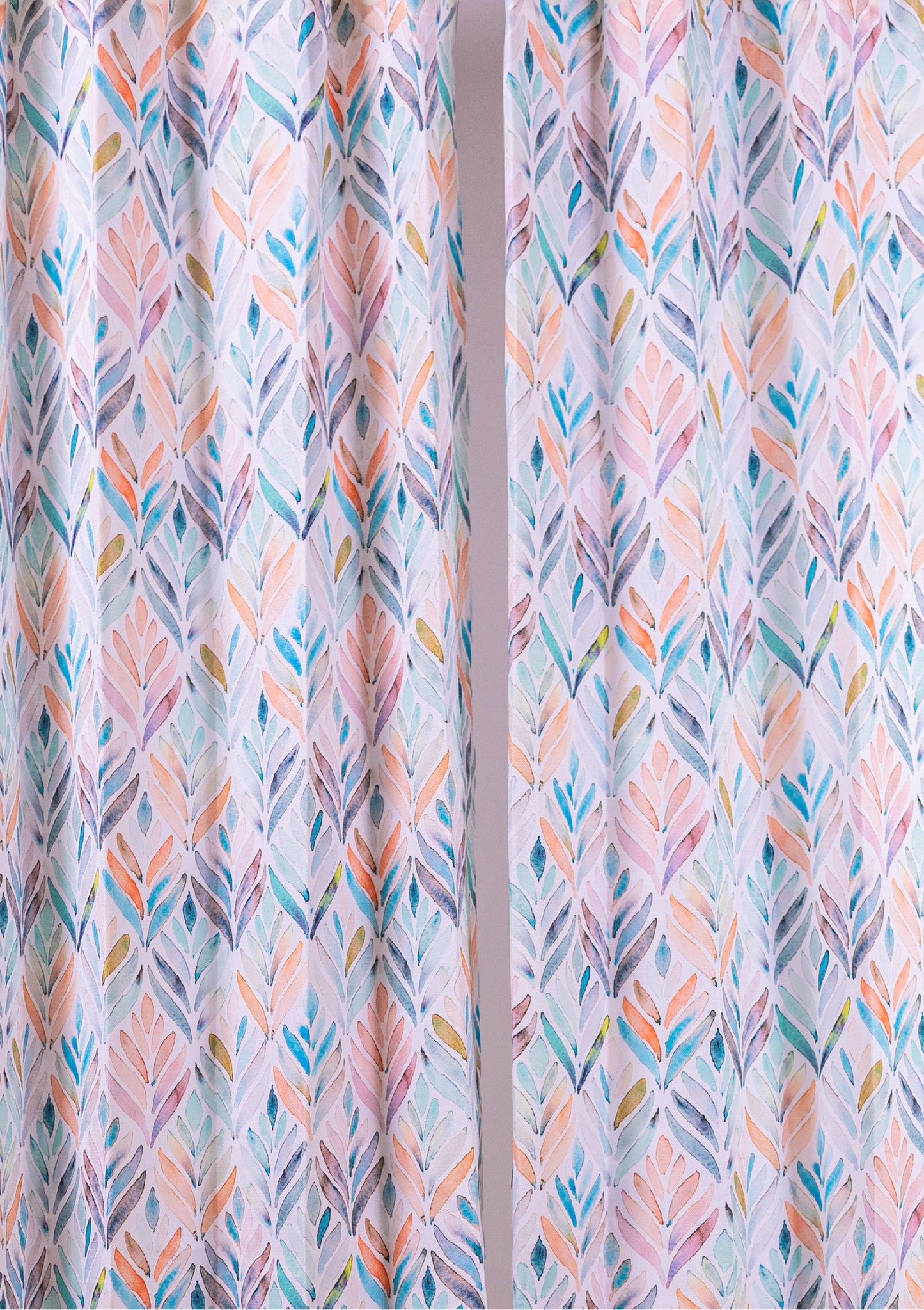 Peach Color Curtain Watercolor Design Petals Print Curtain for Doors, Curtain for Window Polyester Curtain Fabric