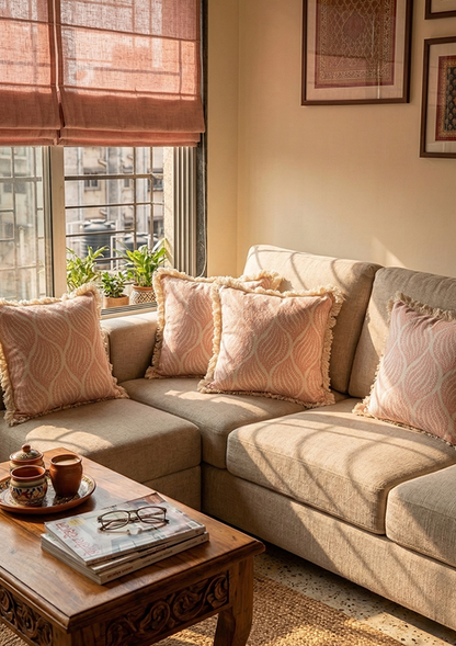 Peach Wine Lace Cushion Cover for Elegant Interiors