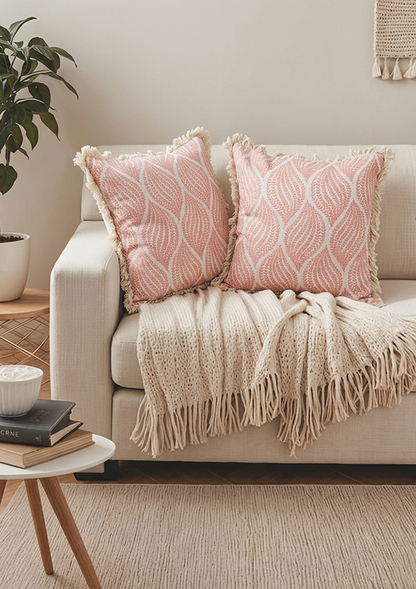 Peach Wine Lace Cushion Cover for Elegant Interiors