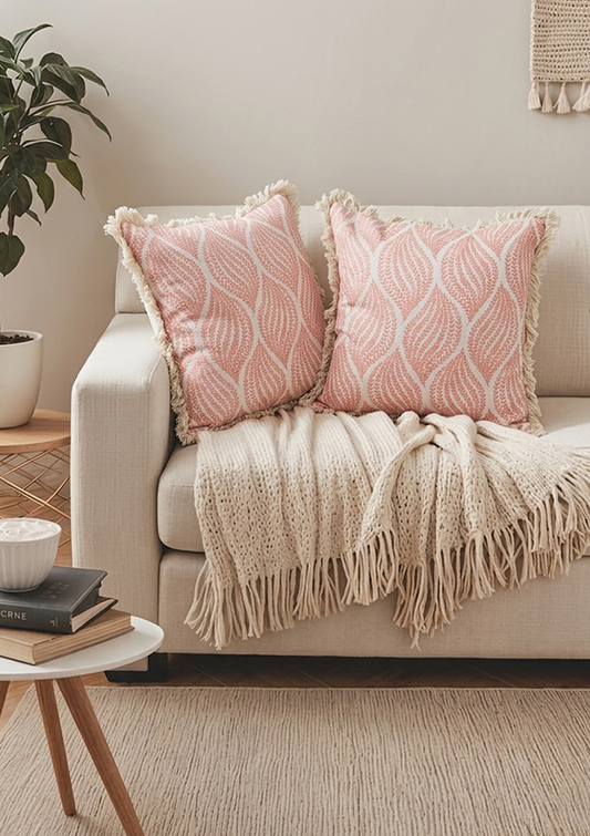 Peach Wine Lace Cushion Cover for Elegant Interiors