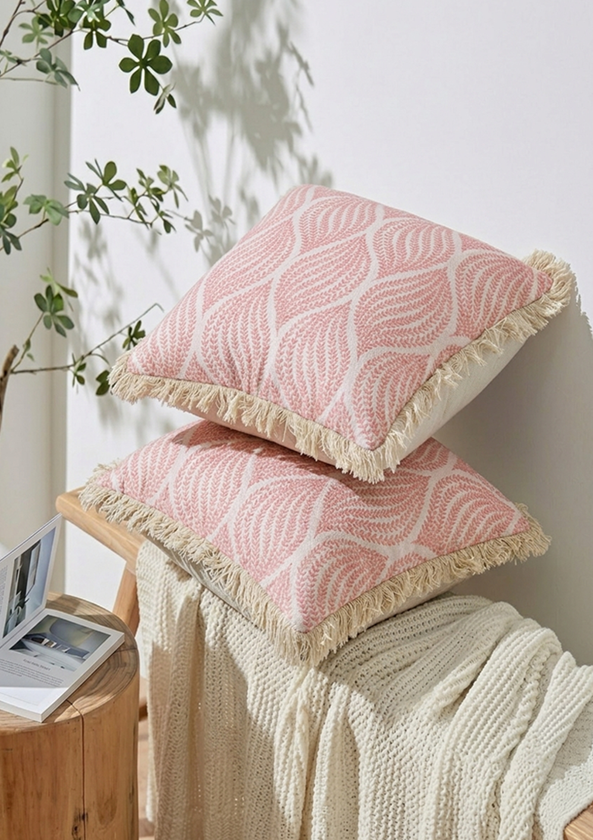 Peach Wine Lace Cushion Cover for Elegant Interiors
