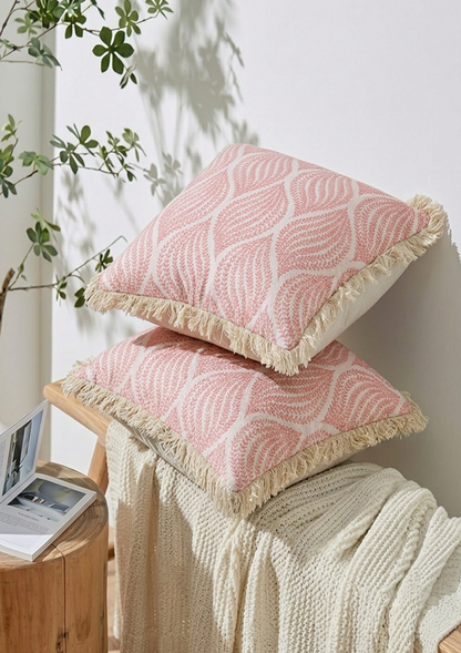 Peach Wine Lace Cushion Cover for Elegant Interiors