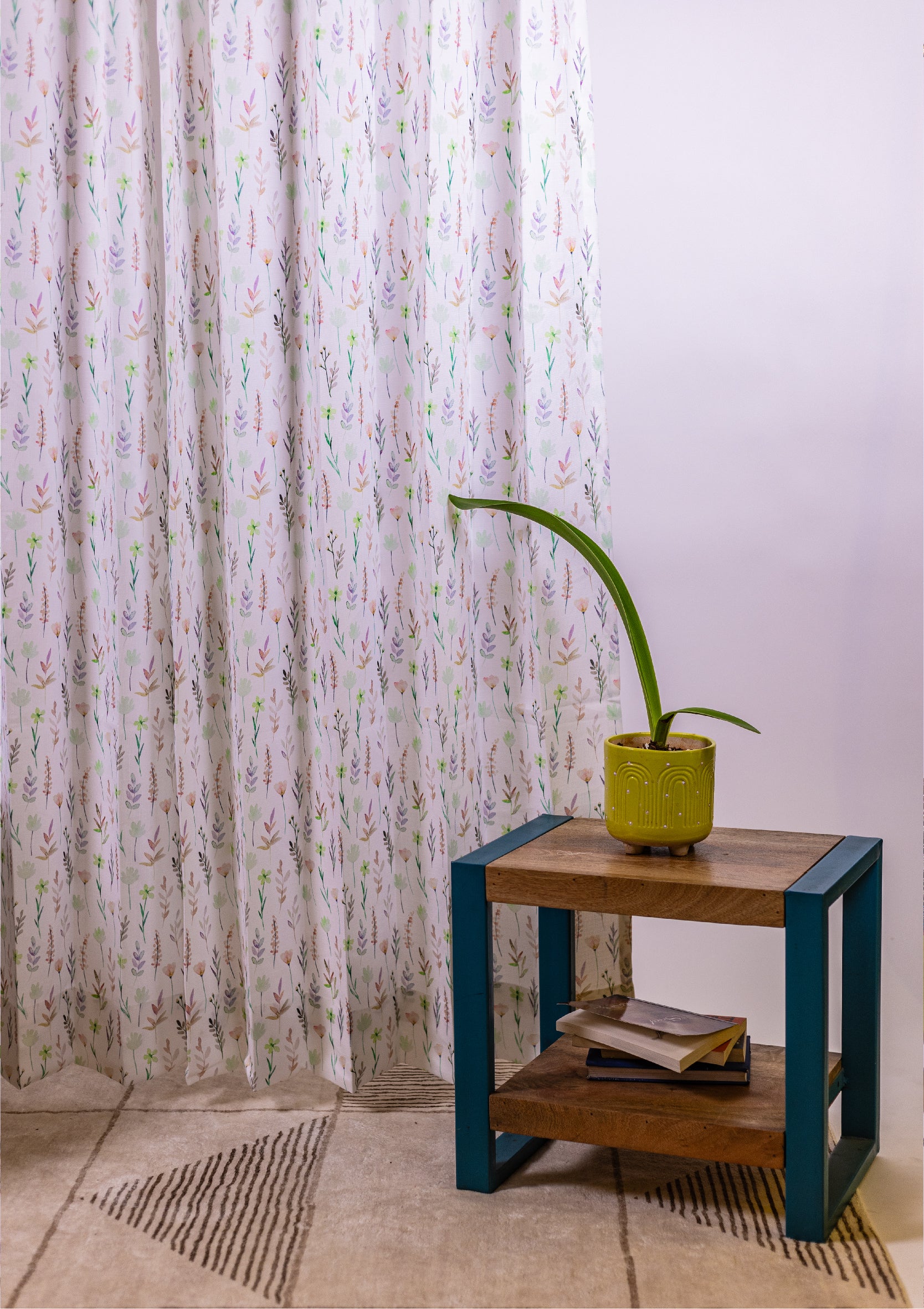 Peach Watercolor Bay Leaf Print Curtains for Doors & Windows Main 