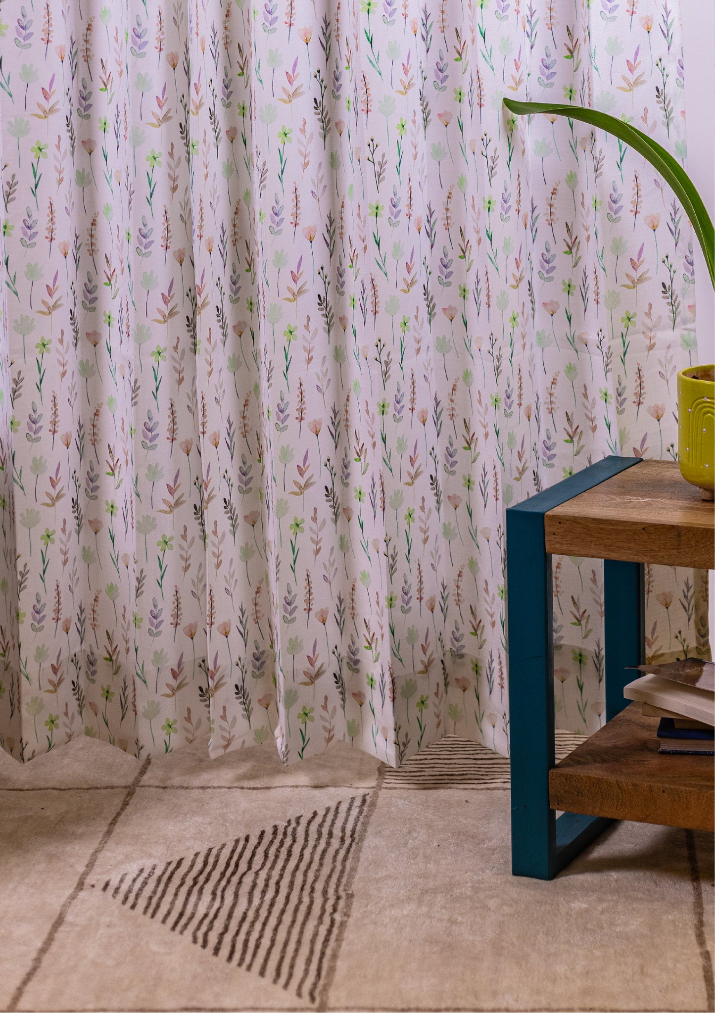 Peach Watercolor Bay Leaf Print Curtains for Doors & Windows Pot croped