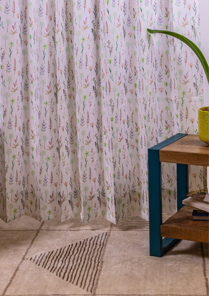 Peach Watercolor Bay Leaf Print Curtains for Doors & Windows Pot croped