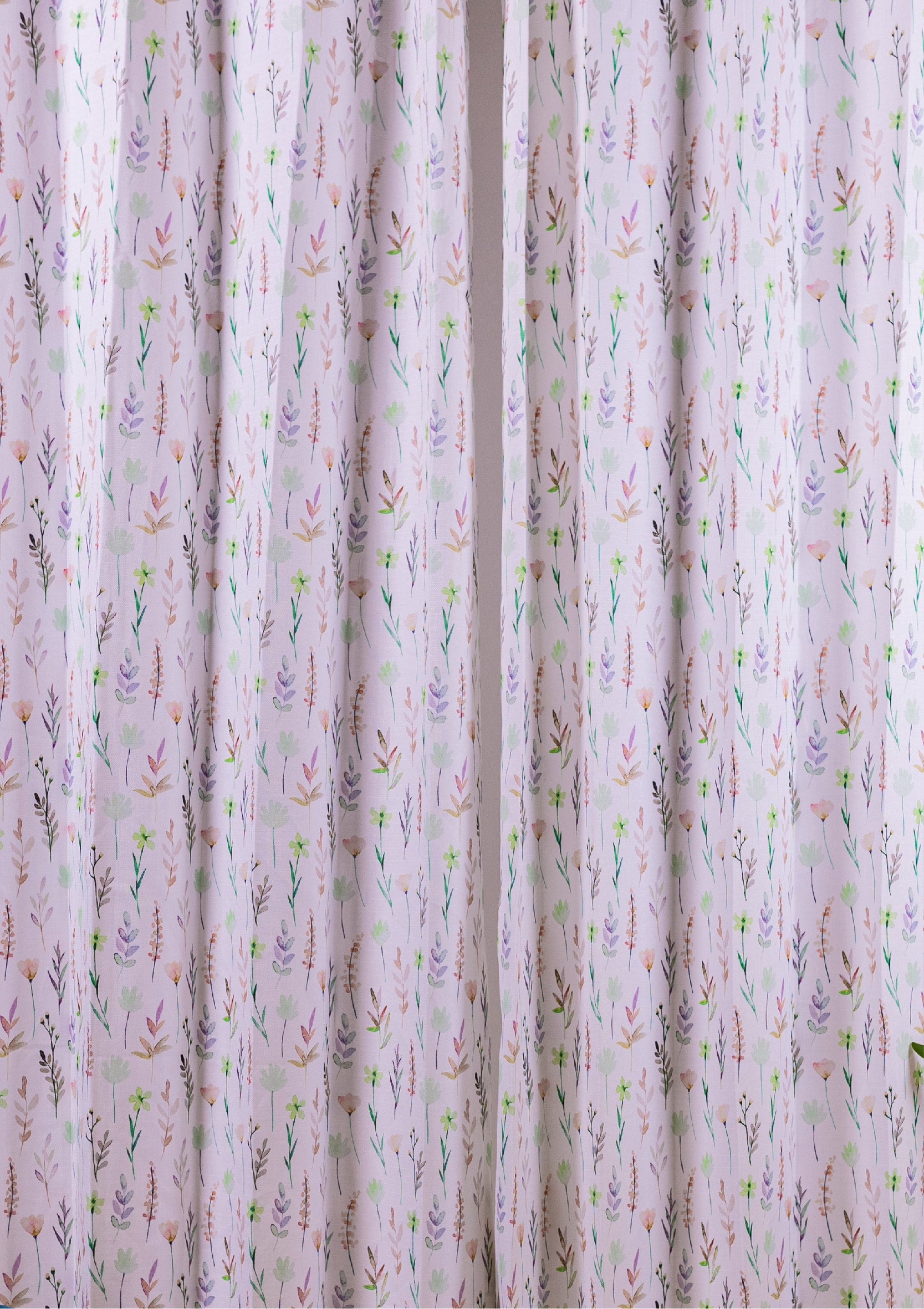 Peach Watercolor Bay Leaf Print Curtains for Doors & Windows Zoom 