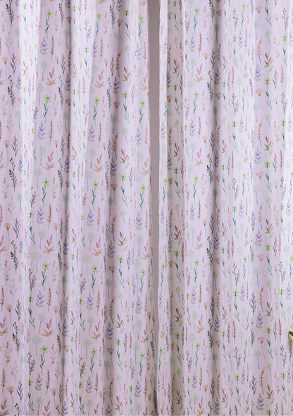 Peach Watercolor Bay Leaf Print Curtains for Doors & Windows Zoom 