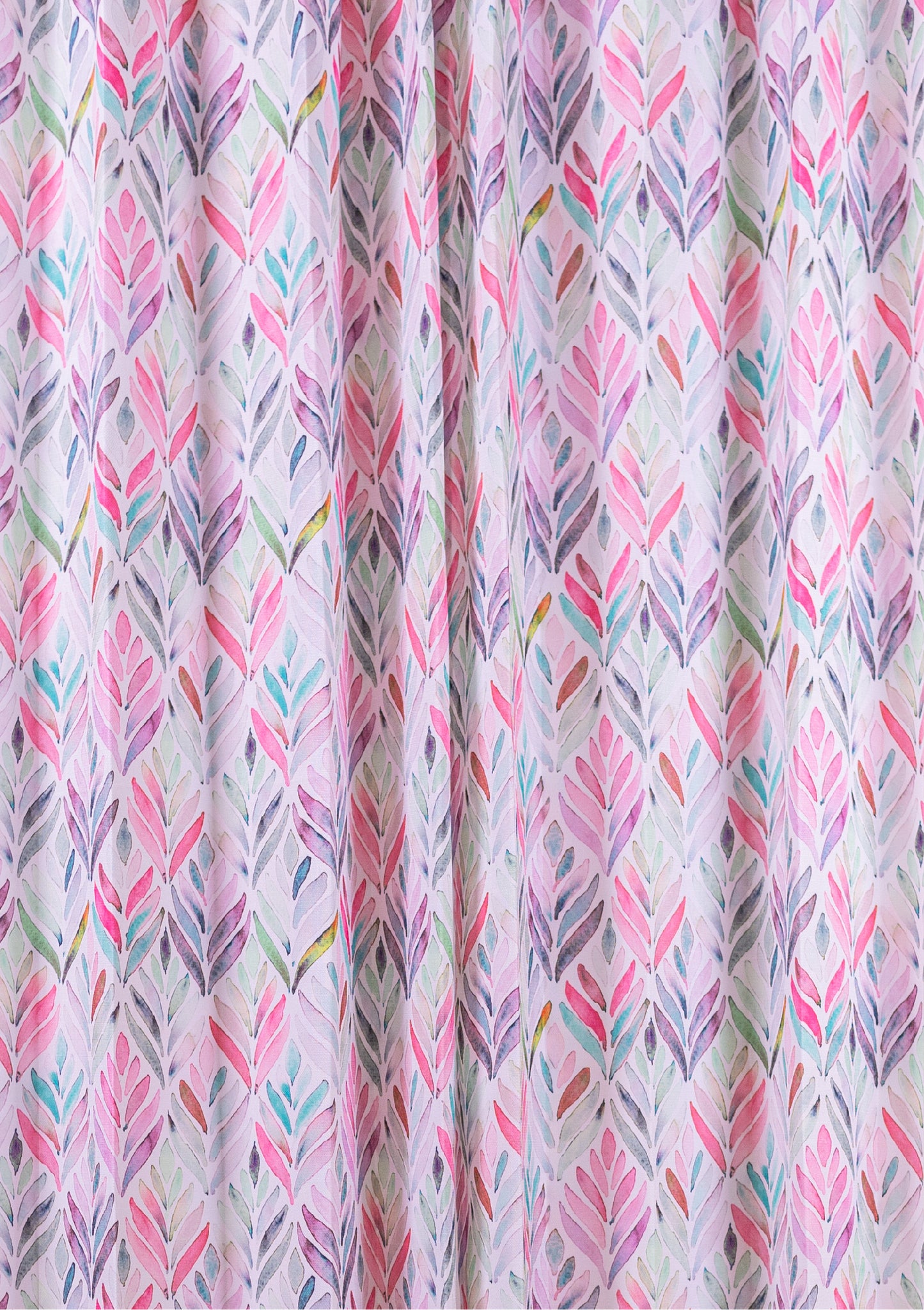Pink Color Curtain Watercolor Design Petals Print Curtain for Doors, Curtain for Window Polyester Curtain Fabric