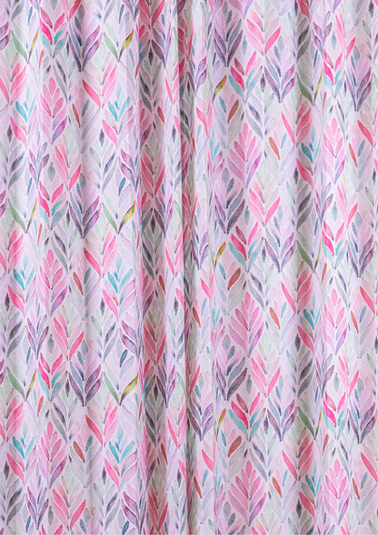 Pink Color Curtain Watercolor Design Petals Print Curtain for Doors, Curtain for Window Polyester Curtain Fabric