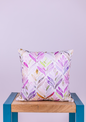 Purple Watercolor Leaf Printed Cushion Cover for Living Room