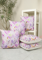 Purple Watercolor Leaf Printed Cushion Cover for Living Room
