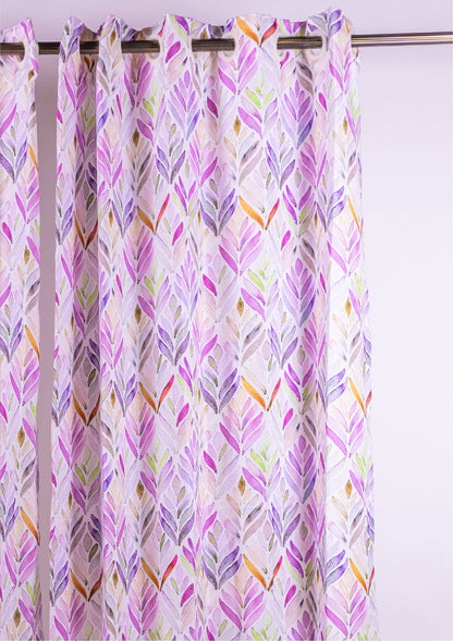 Purple Color Curtain Watercolor Design Petals Print Curtain for Doors, Curtain for Window Polyester Curtain Fabric
