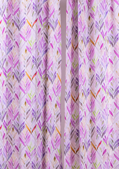 Purple Color Curtain Watercolor Design Petals Print Curtain for Doors, Curtain for Window Polyester Curtain Fabric