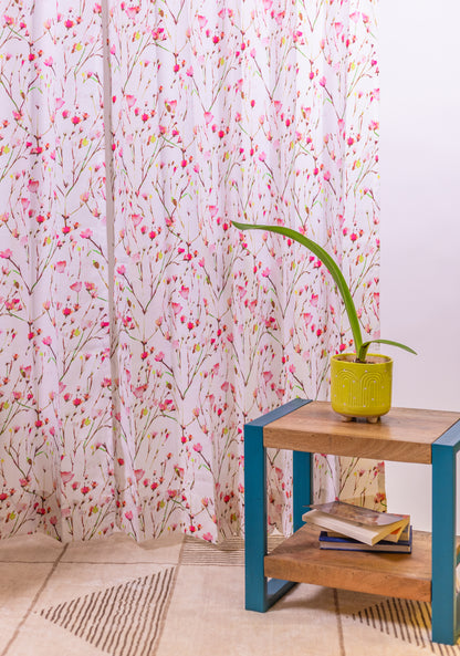 Water Color Design | Red colored Flower Curtain