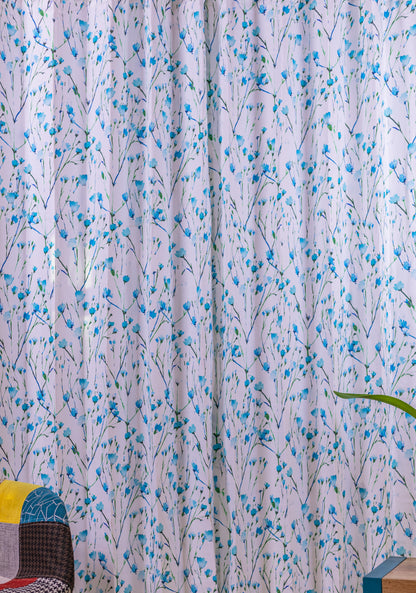 Water Color Design | Blue colored Flower Curtain