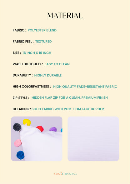 White Pom Pom Cushion Cover for Modern Living Room