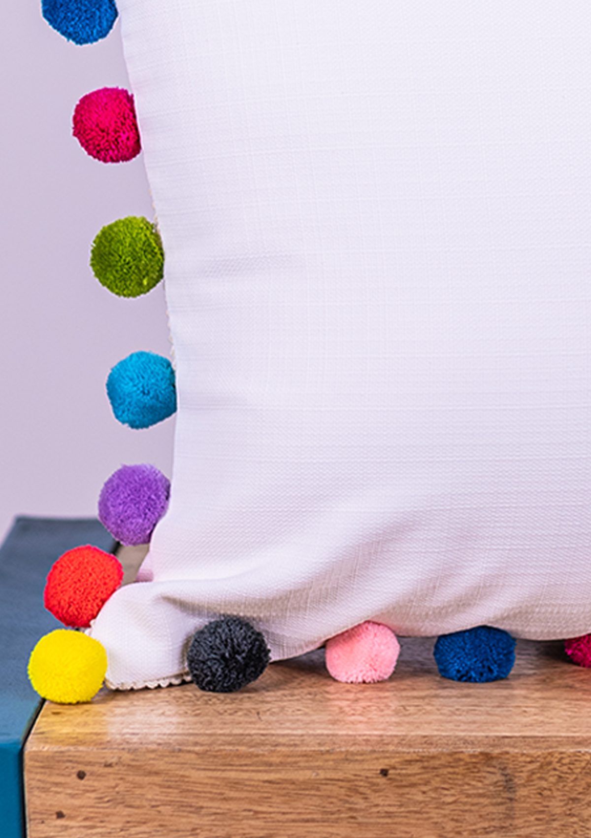 White Pom Pom Cushion Cover for Modern Living Room
