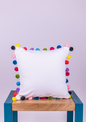 White Pom Pom Cushion Cover for Modern Living Room