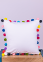 White Pom Pom Cushion Cover for Modern Living Room