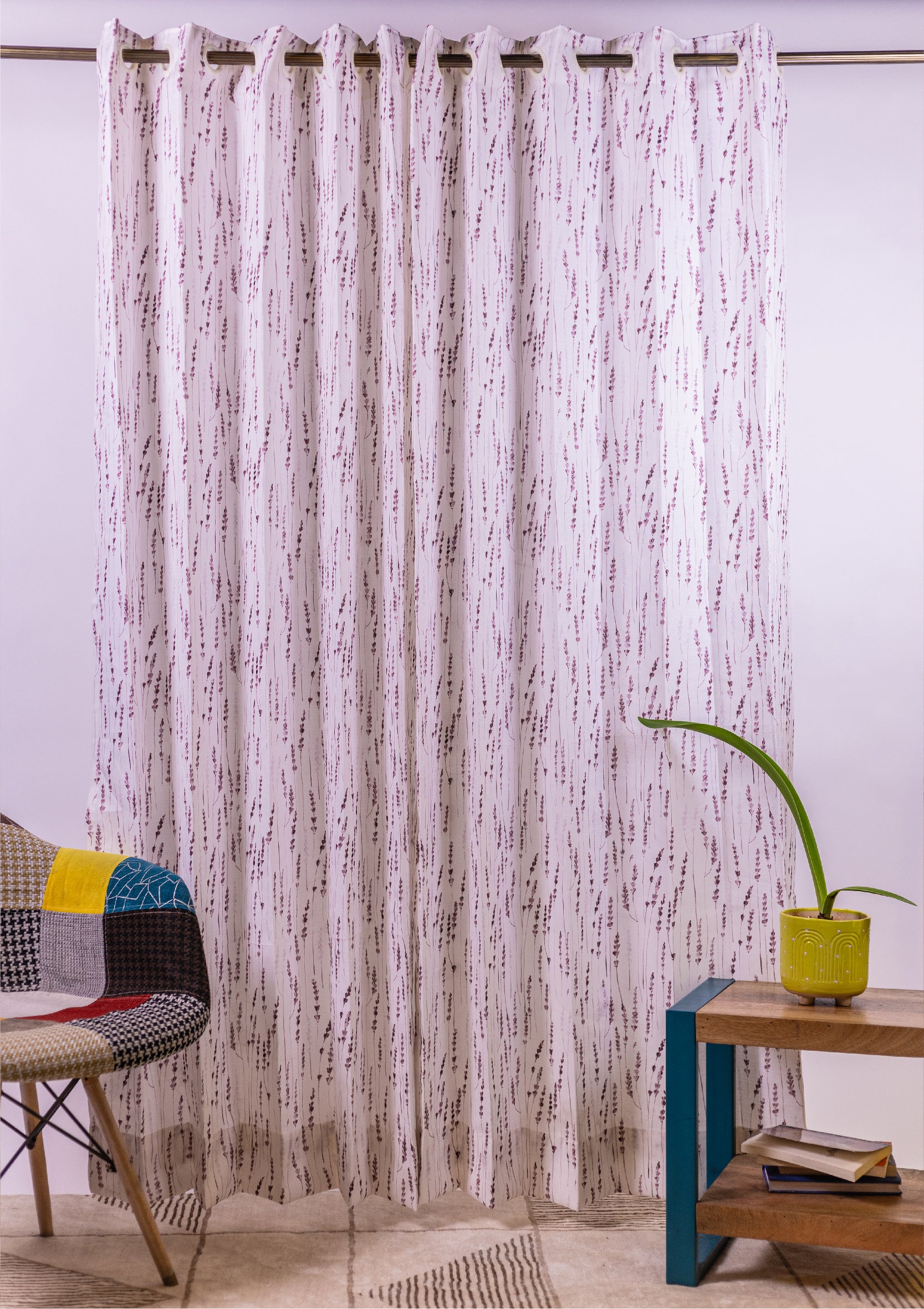 Wine Color Watercolor Bajra Print Curtains for Doors & Windows Full