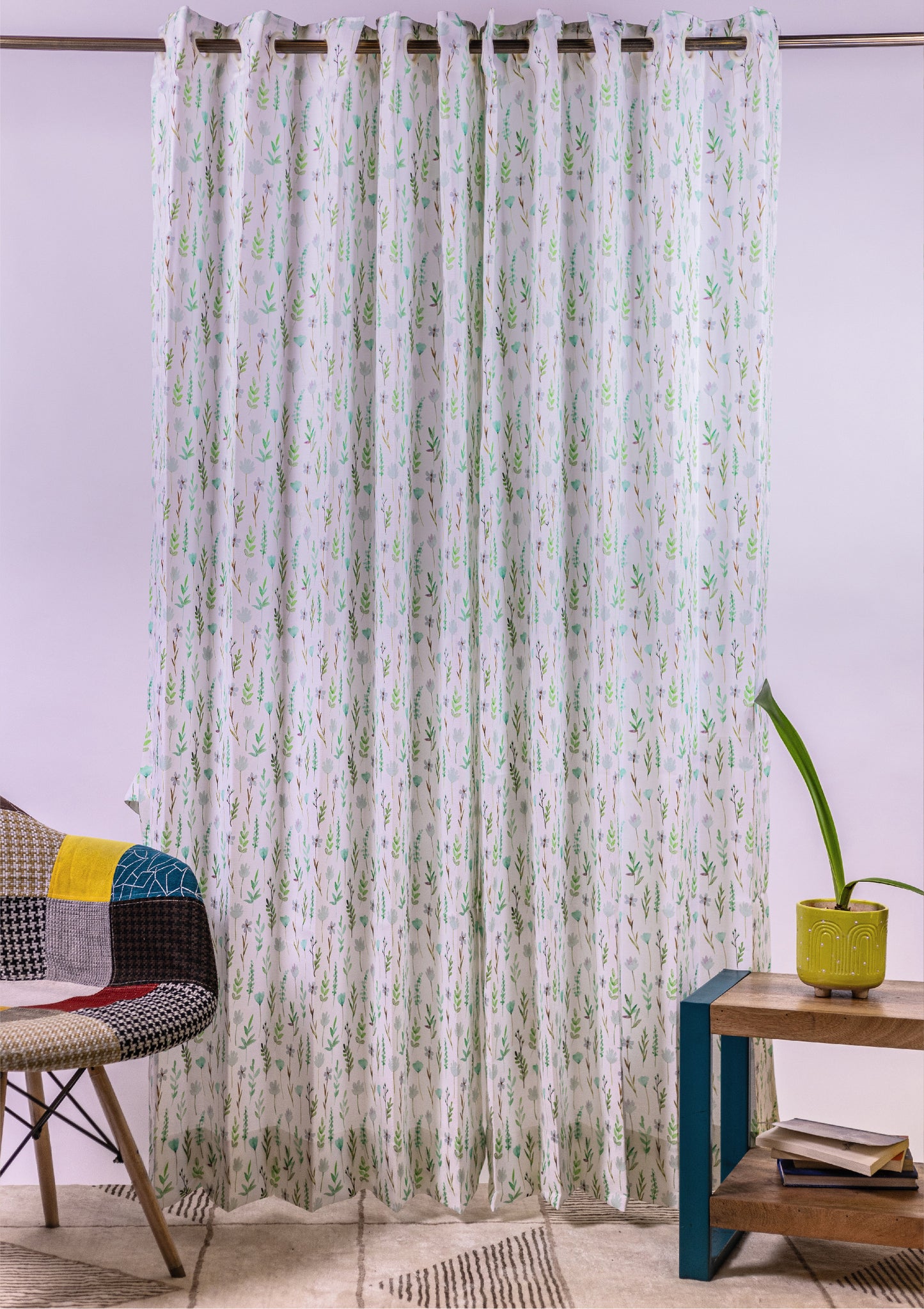 green-Color-Watercolor-Bay-Leaf-Print-Curtains-for-Doors-bottom-Windows-full