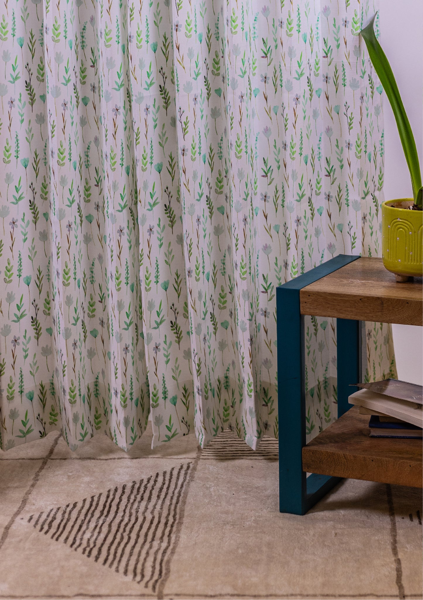 green-Color-Watercolor-Bay-Leaf-Print-Curtains-for-Doors-bottom